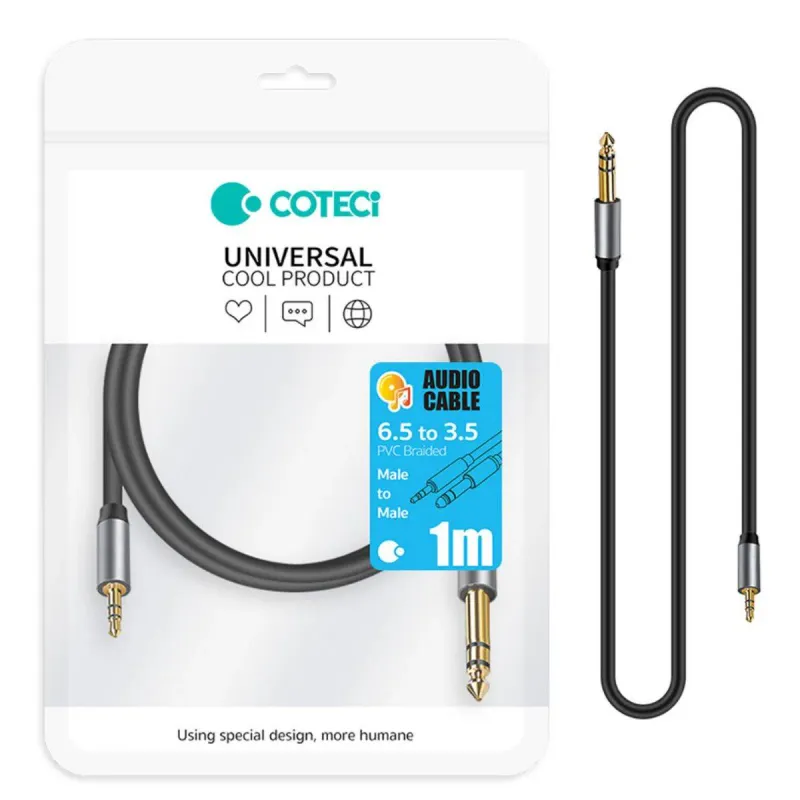 Coteci 3.5mm Male to Male Audio Cable 1M, Black