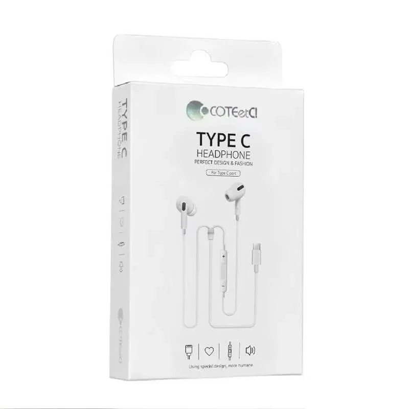 COTECi CS8803 In-ear Type-C Universal Headphones, White