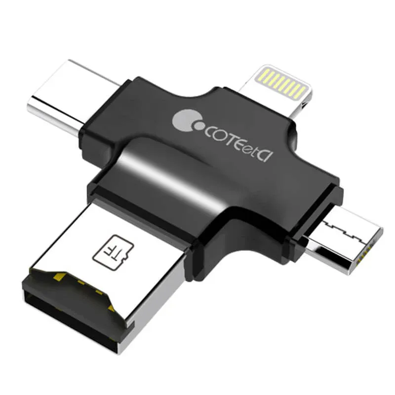 COTECi 4in1 Universal SD/TF Reader, Black