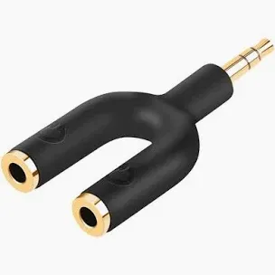 COTECi 3.5mm Audio U-Shaped Splitter for 2 Headphone, Black