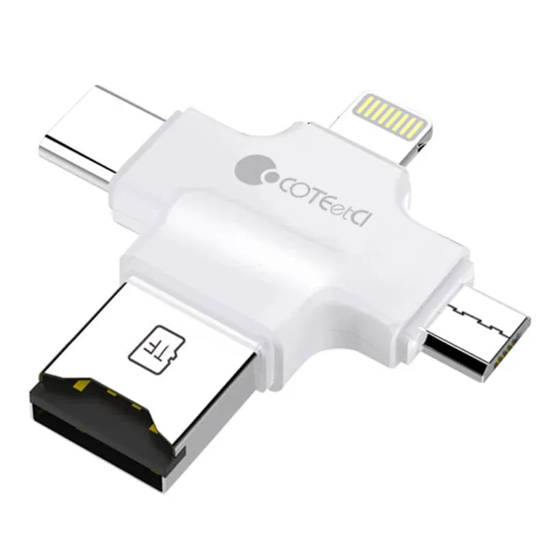 Coteci 4in1 Universal SD/TF Reader, White