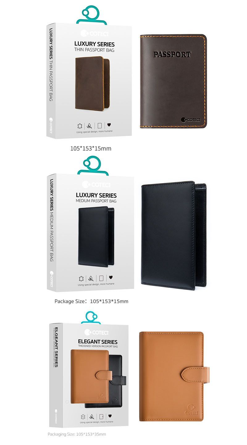 COTECi Luxury Series Passport Holder, Brown