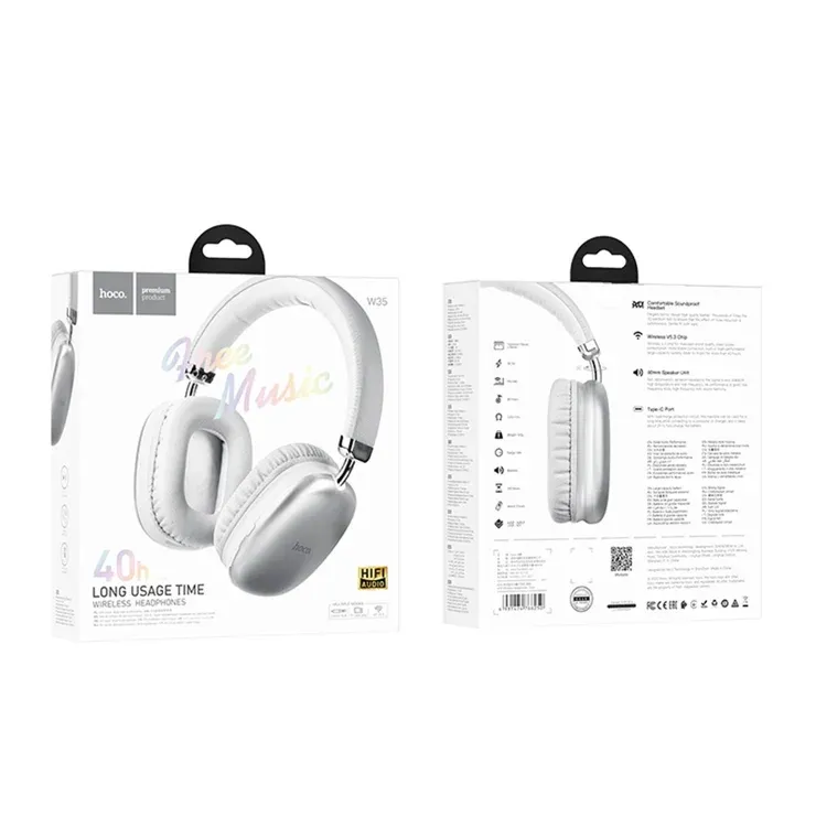 hoco W35 MAX Wireless Headphones, Silver