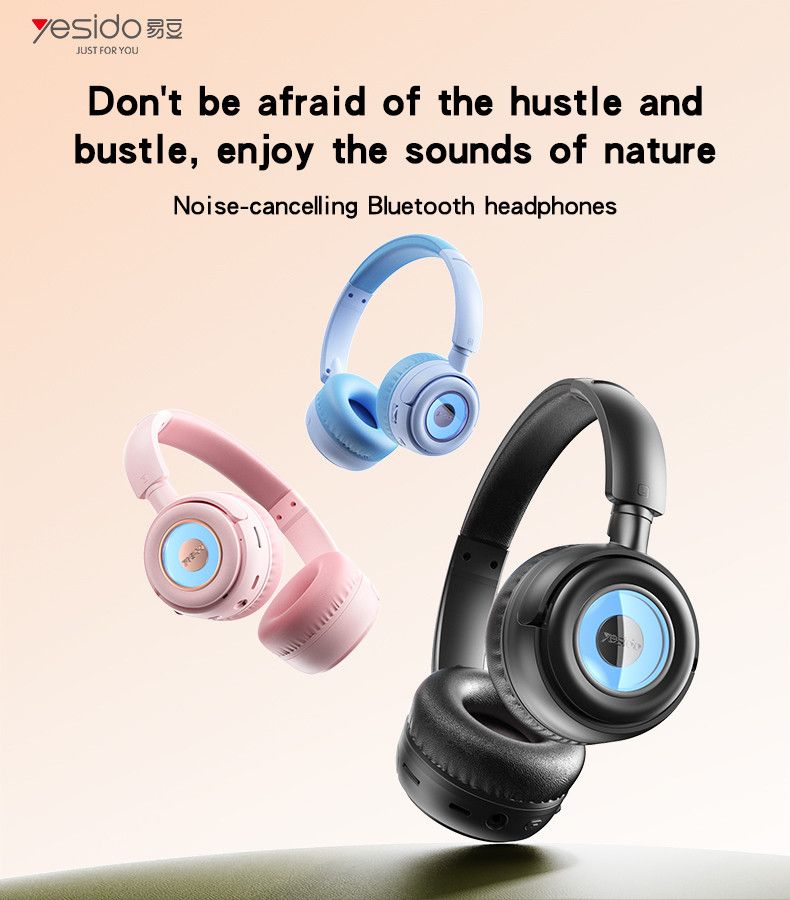 Yesido EP06 Wireless Headphone BT5.3 RGB Colors, Pink
