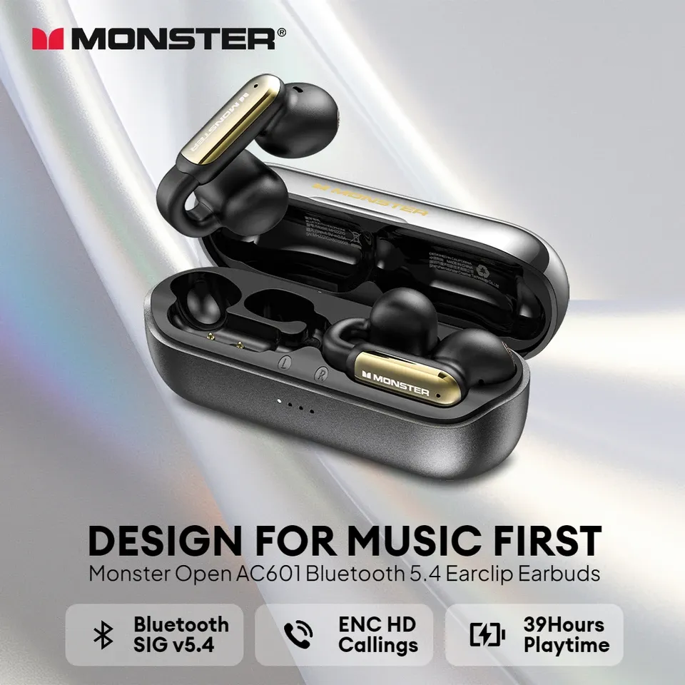 Monster Open AC601 Air Conduction Bluetooth Headphones, Black