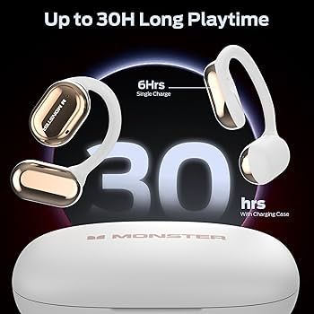 Monster Open Ear AC100 Air Conduction Wireless Headphones, White