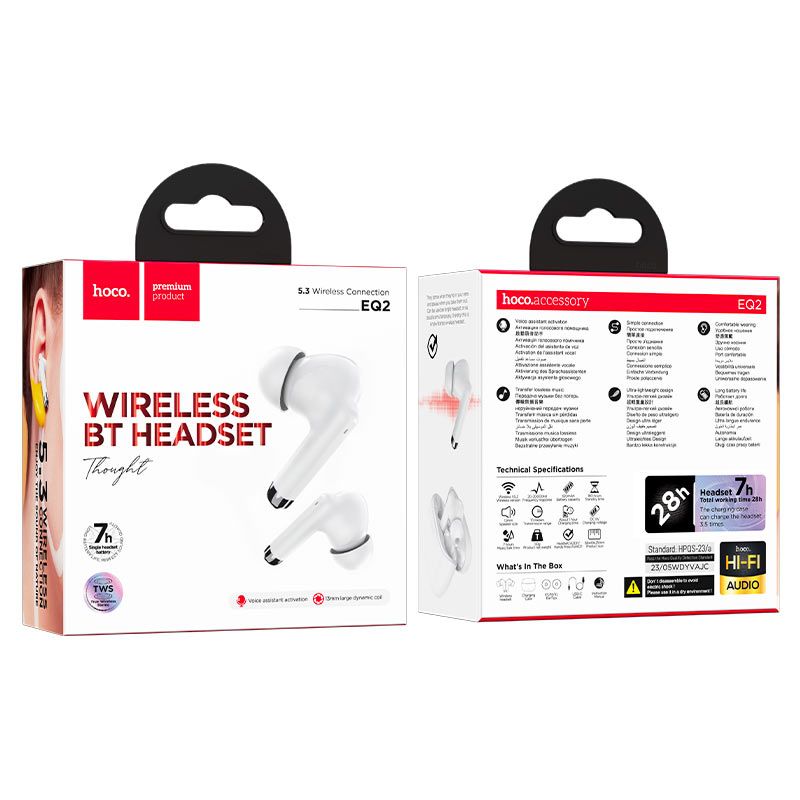 hoco EQ2 Wireless BT Headset, White