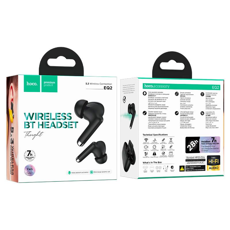 Hoco EQ2 Wireless BT Headset, Black