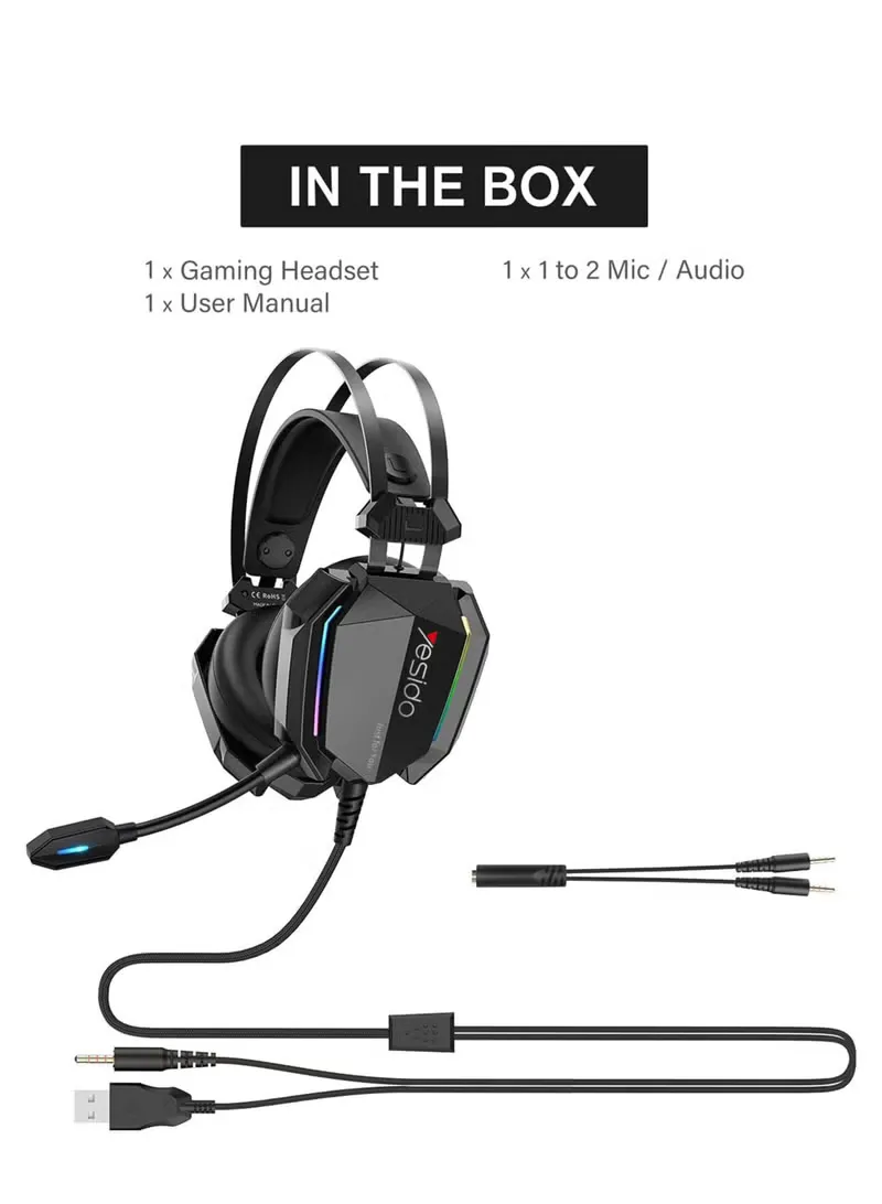 Yesido EK03 Wired Game Headset with LED 7 Colors