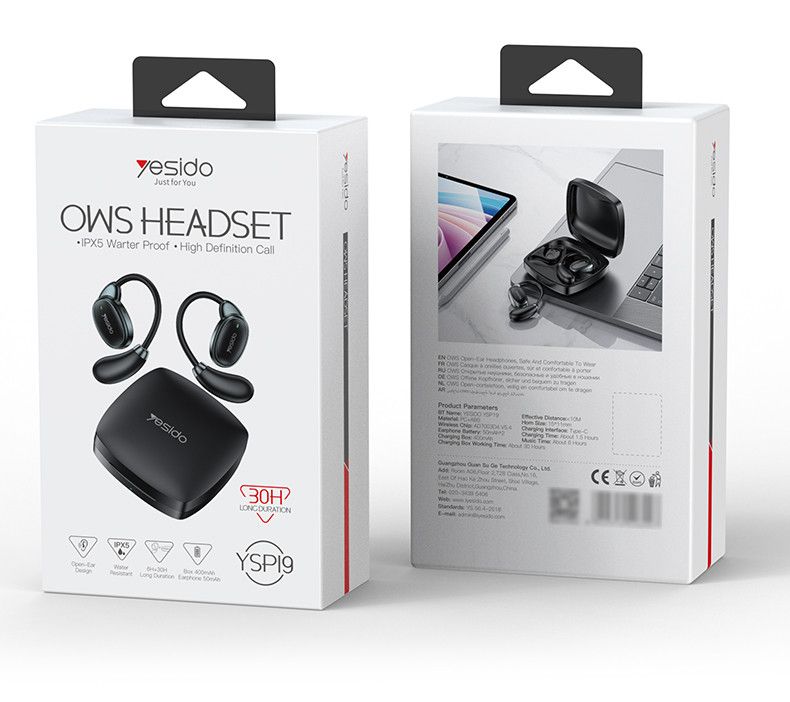 Yesido YSP19 OWS Waterproof Headset, Black