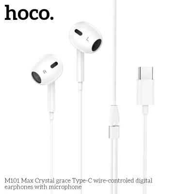 hoco M101 Type-C Wired Earphone w/ Mic, White