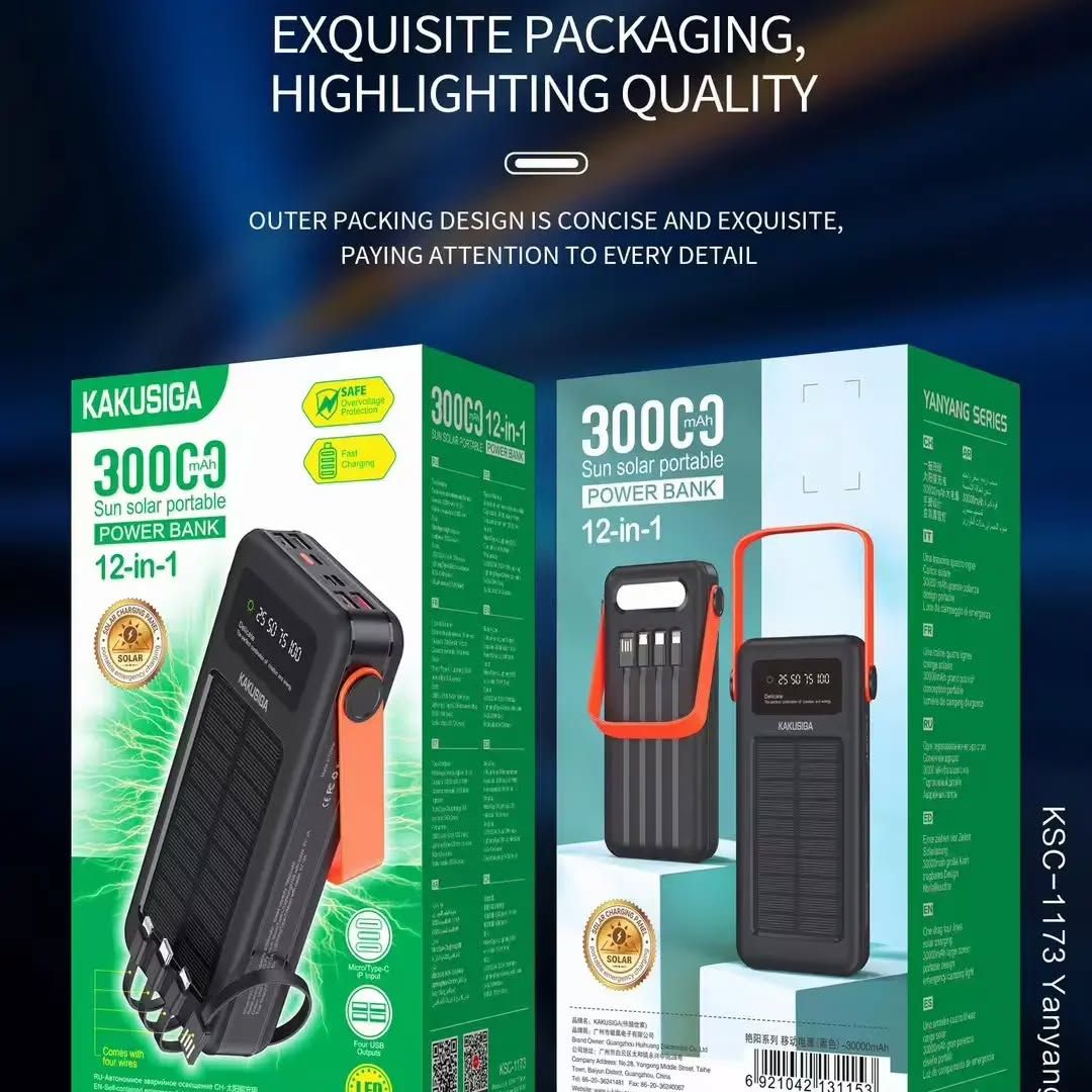 6921042131153-Kaku KSC-1173 solar Power Bank-30000mAh, Black