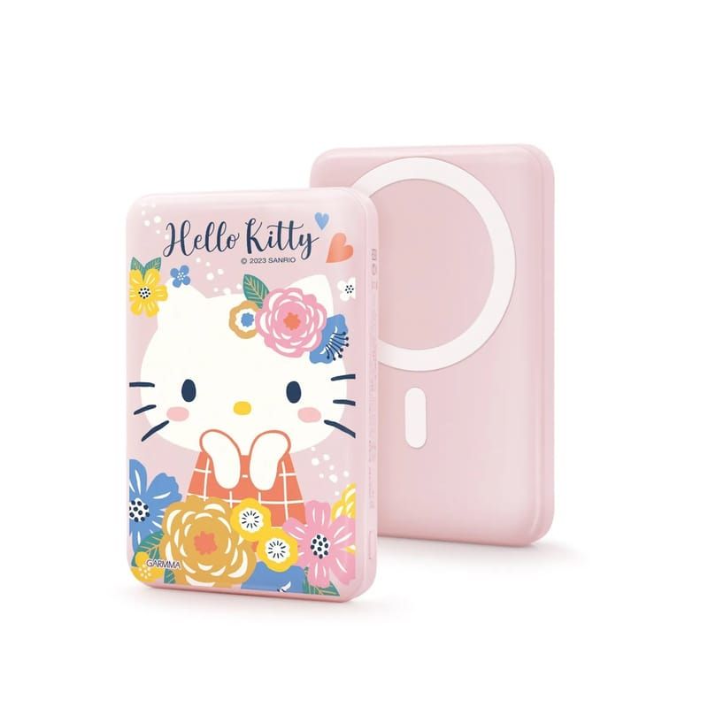 Sanrio Magnetic Wireless Power Bank 10000mAh, Flower Hello Kitty