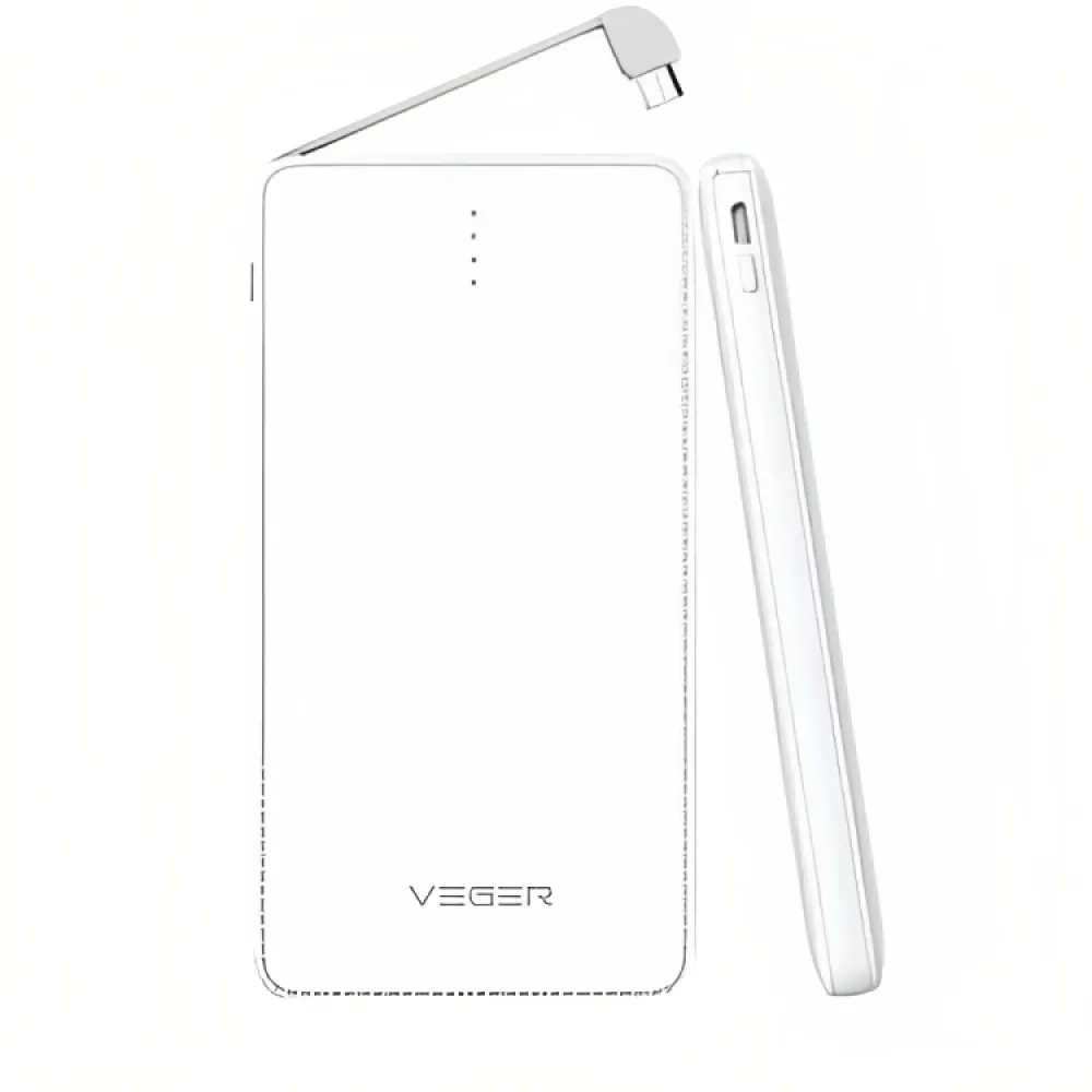 552958-VEGER 5,000mAh Power Bank, White