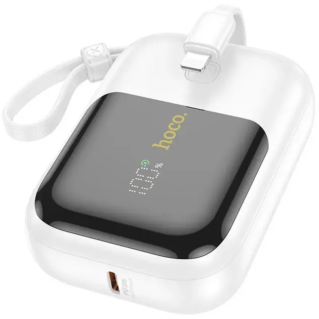 6942007611411-hoco PD 20W Q20 QC 3.0 10,000mAh Power Bank White