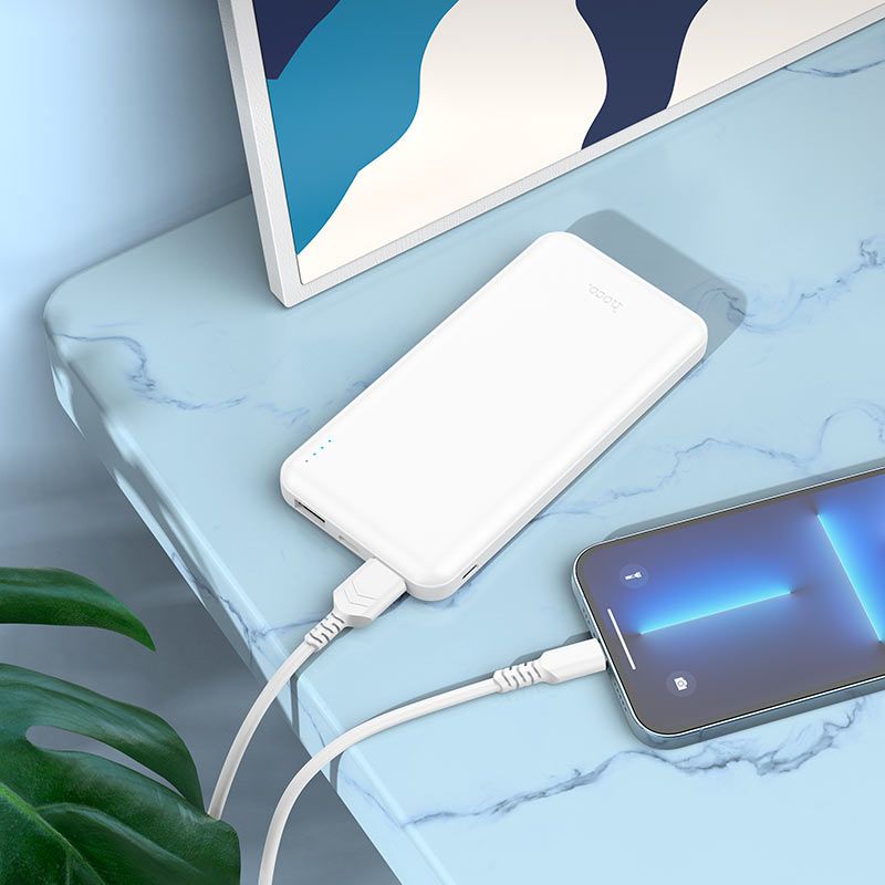 6931474783578-Hoco J100 Ultra-Thin 10000mAh Power Bank, White