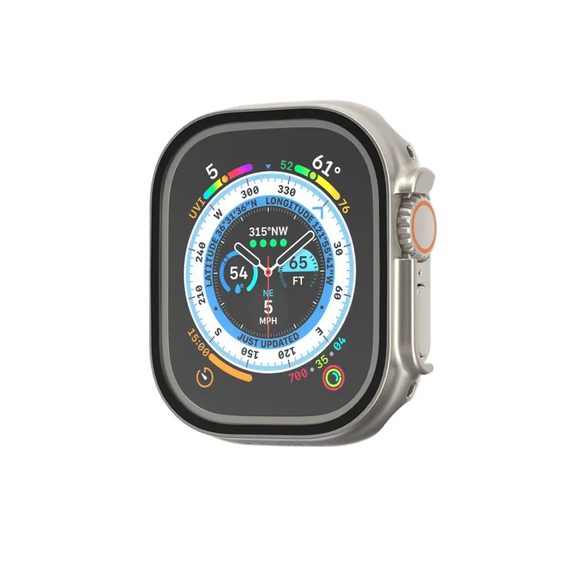 SwitchEasy Apple Watch 49mm Modern Hybrid Tempered Glass Case, Titanium