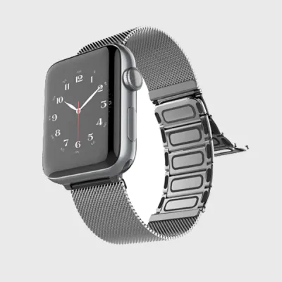 x-doria Apple Watch 45/44/42mm Mesh Staineless Steel Watch Loop, Silver