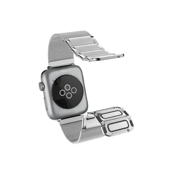 x-doria Apple Watch 45/44/42mm Mesh Staineless Steel Watch Loop, Silver