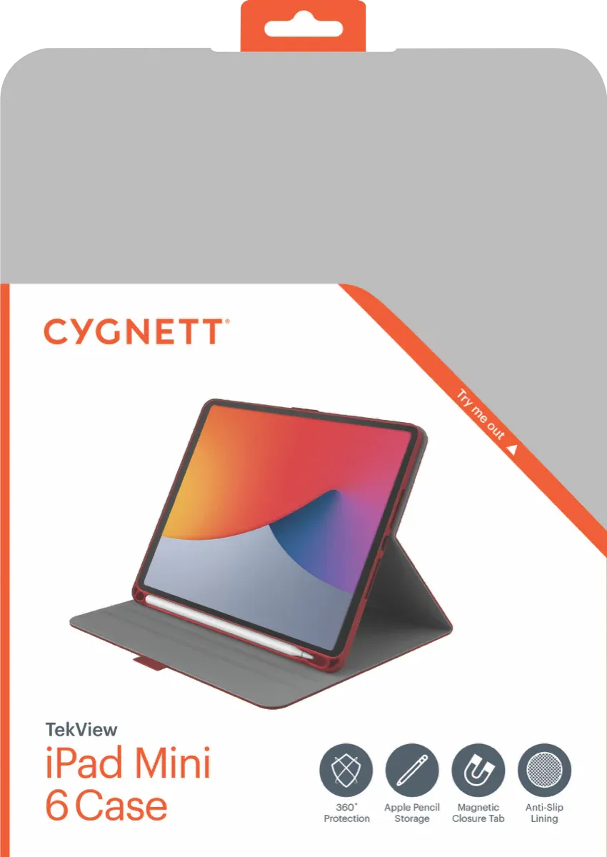 Cygnett TekView Case for iPad Mini 6/7- Red/Red