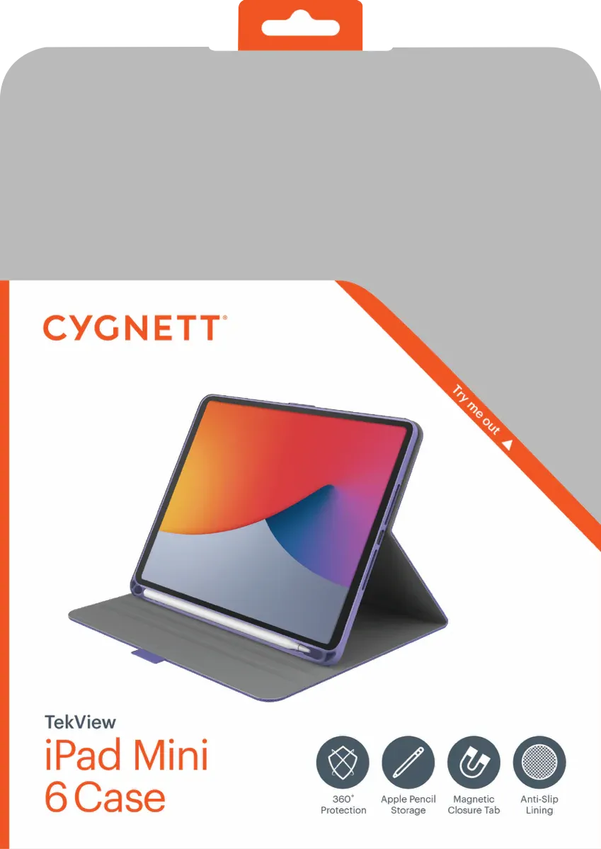 Cygnett TekView Case for iPad Mini 6/7 - Lilac/Purple