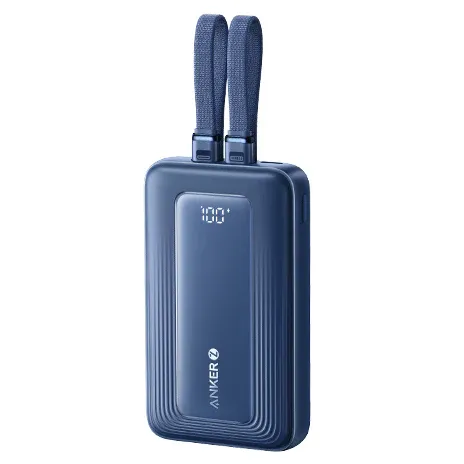 Anker A1680 Zolo Power Bank 10,000mAh with Dual Built-in Cables, Dark Blue