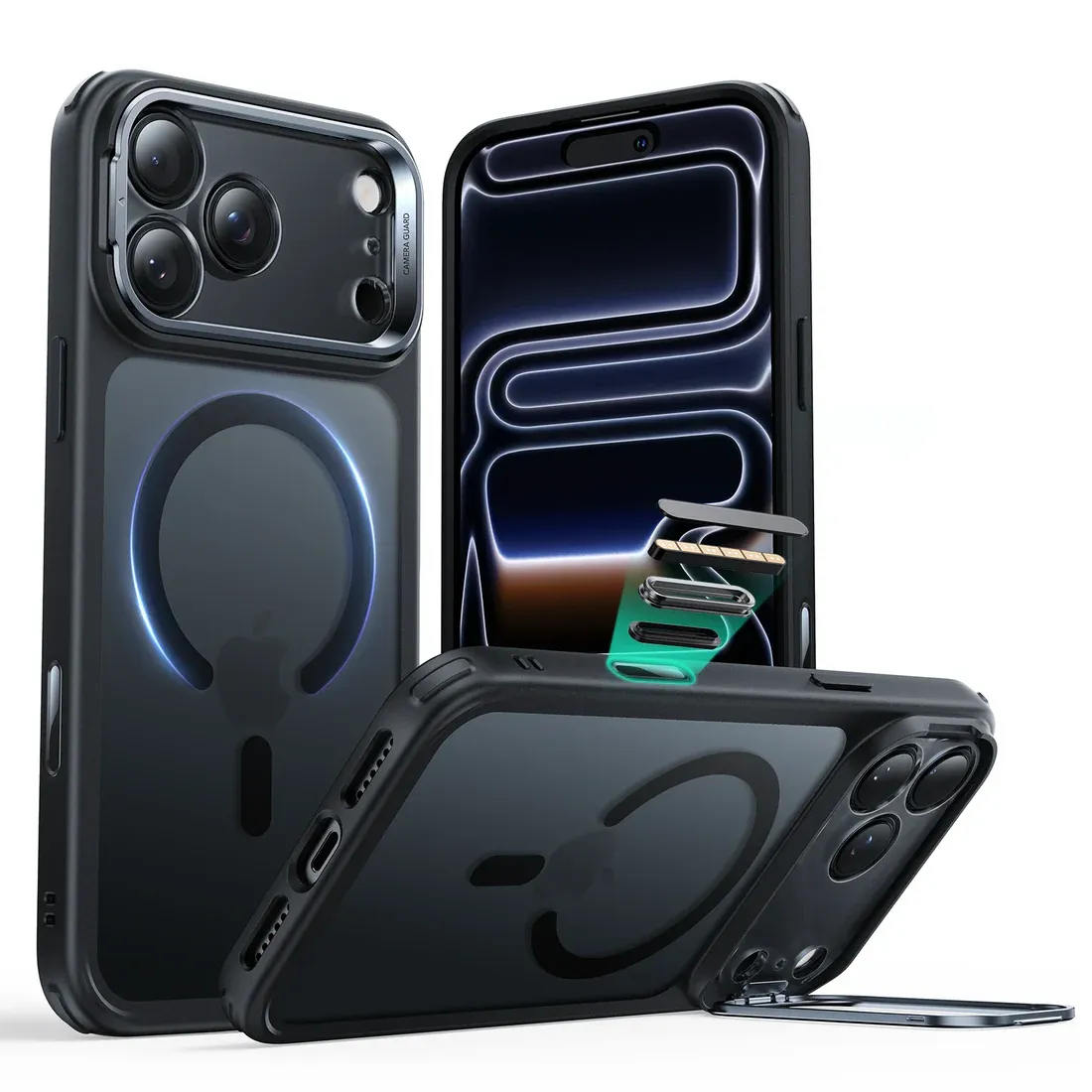 TDG iPhone 17 Pro Max MagStand Frost Casing, Black