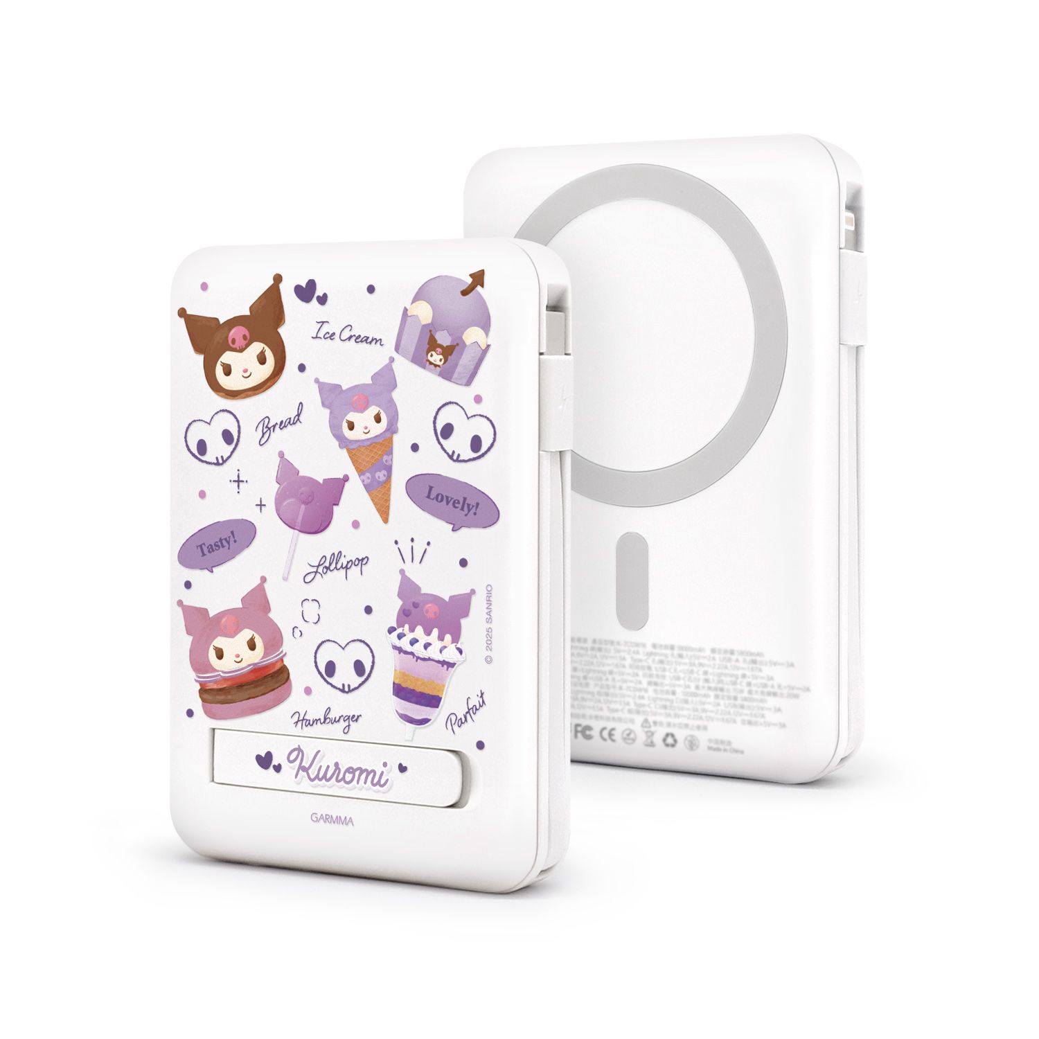 Sanrio Magnetic Wireless Power Bank 10,000mAh, Candy Kuromi