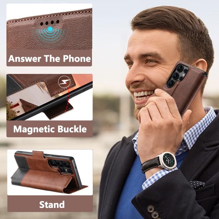TDG Suteni Samsung Galaxy S24 Ultra Q6 Detachable Flip Case, BrownBlack