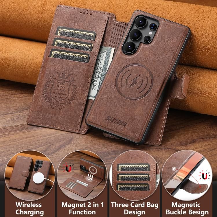 TDG Suteni Samsung Galaxy S24 Ultra Q5 Flip Case, Brown