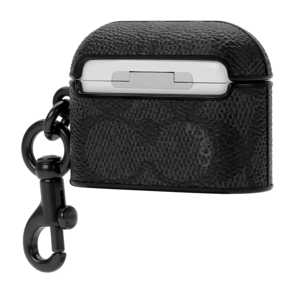 Coach AirPods Pro 2 Leather Case, Signature C Charcoal