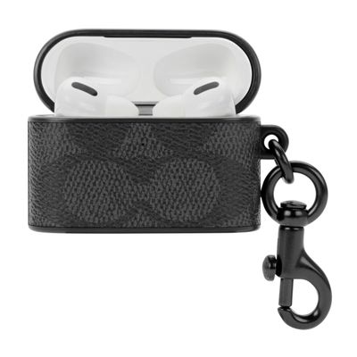 Coach AirPods Pro 2 Leather Case, Signature C Charcoal