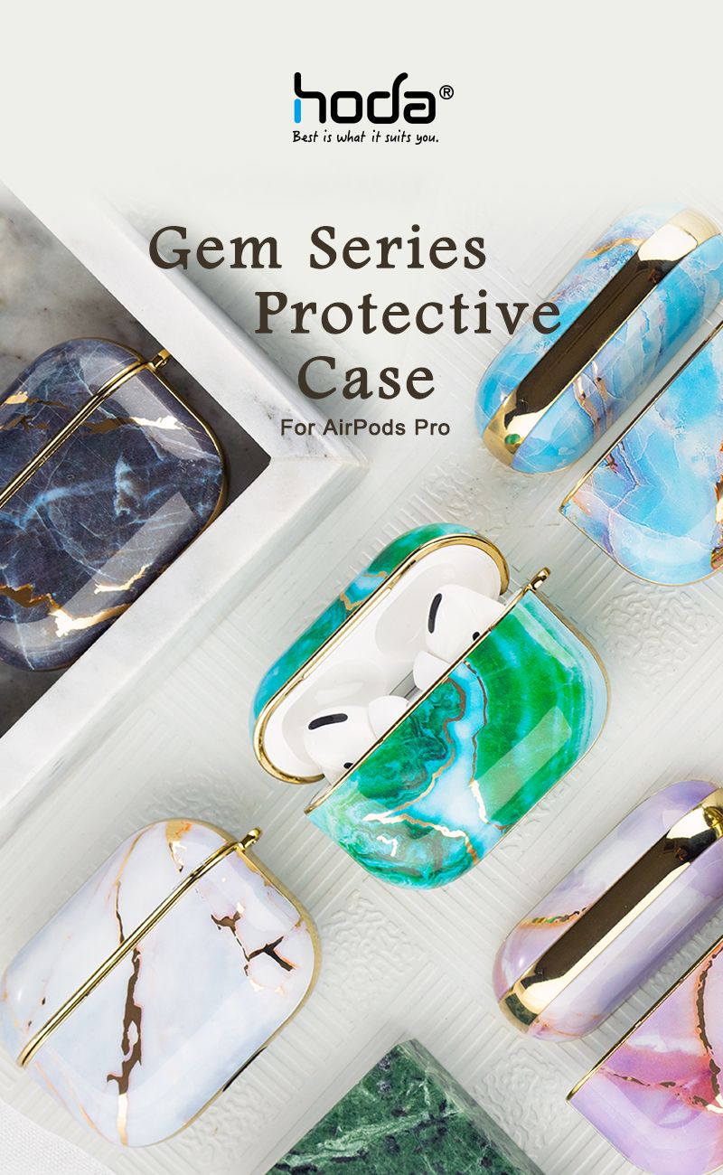 Hoda AirPods Pro Protective Case Gem Series, Blue Marble