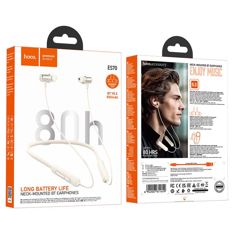 hoco ES70 Neck-mounted BT Earphones, Beige
