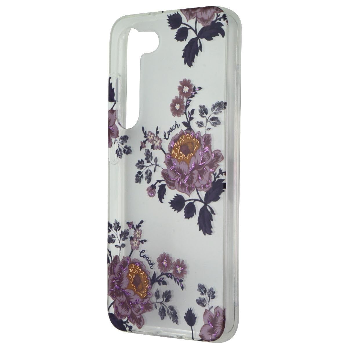Coach Samsung Galaxy S23 Protective Case, Moody Floral/Purple/Multi/Clear/Glitte
