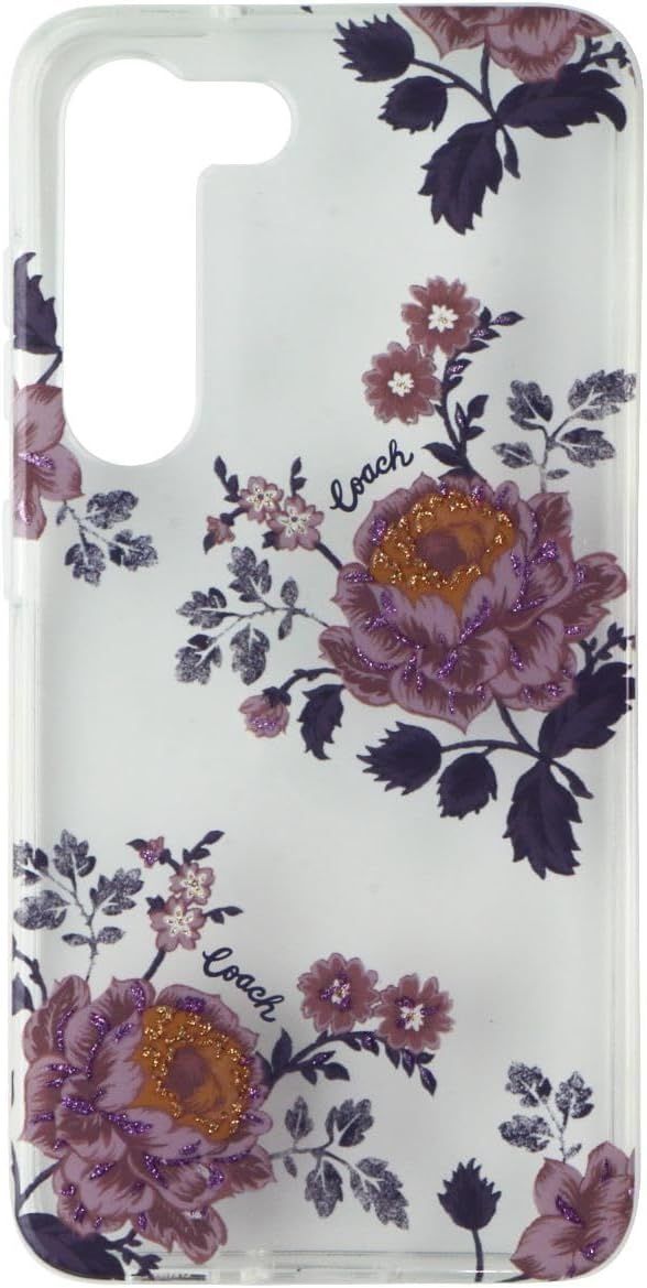 Coach Samsung Galaxy S23 Protective Case, Moody Floral/Purple/Multi/Clear/Glitte