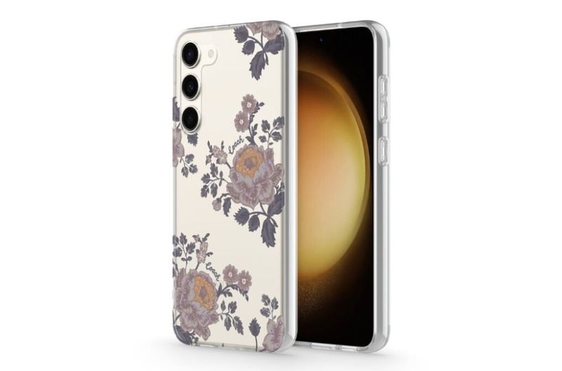 Coach Samsung Galaxy S23 Plus Protective Case, Moody Floral/Purple/Multi/Clear/G