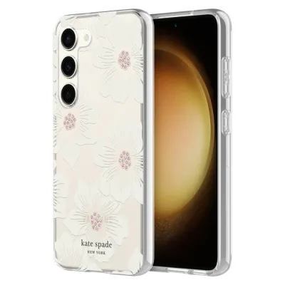 KSNY Samsung Galaxy S23 Protective Hardshell Case, Hollyhock Floral Clear/Cream KSNY Samsung Galaxy S23 Protective Hardshell Case, Hollyhock Floral Clear/Cream