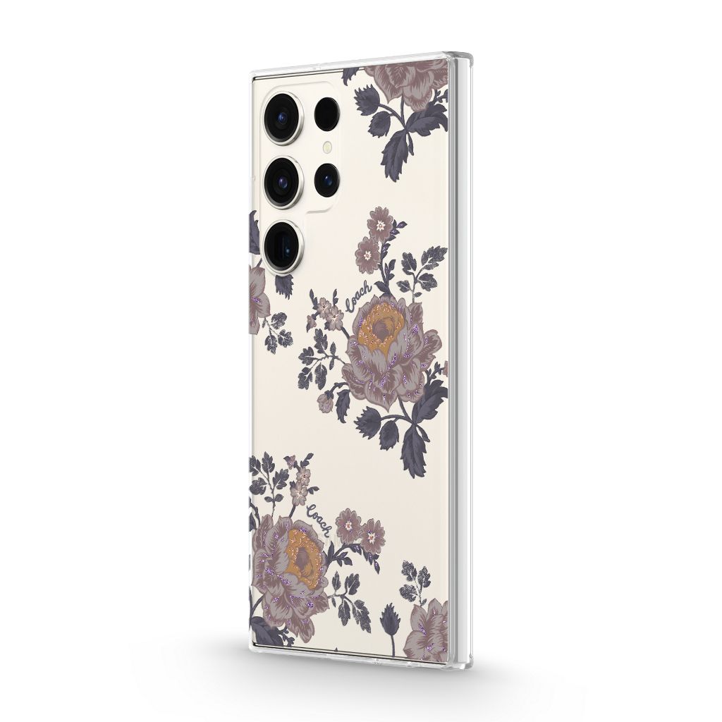 Coach Samsung Galaxy S23 Ultra Protective Case, Moody Floral/Purple/Multi/Clear/