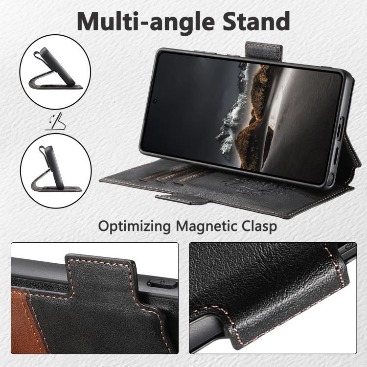 TDG Suteni Samsung Galaxy S23 Ultra Q6 Detachable Flip Case, BlackBrown