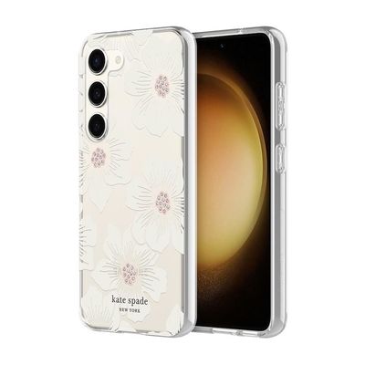 KSNY Samsung Galaxy S23 Plus Protective Hardshell Case, Hollyhock Floral Clear/C