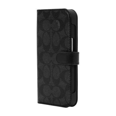 Coach iPhone 14 Pro Max Folio Case, Signature C Black