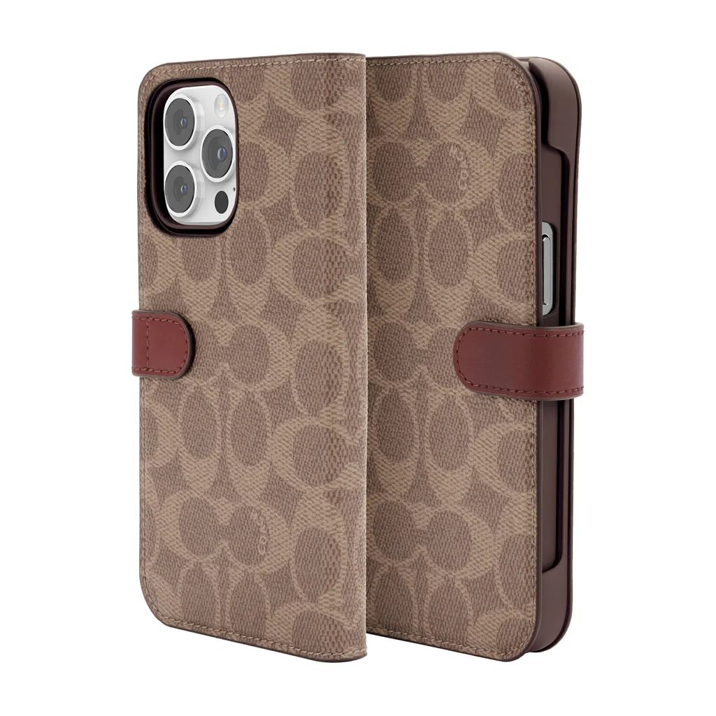 Coach iPhone 14 Pro Max Folio Case, Signature C Tan
