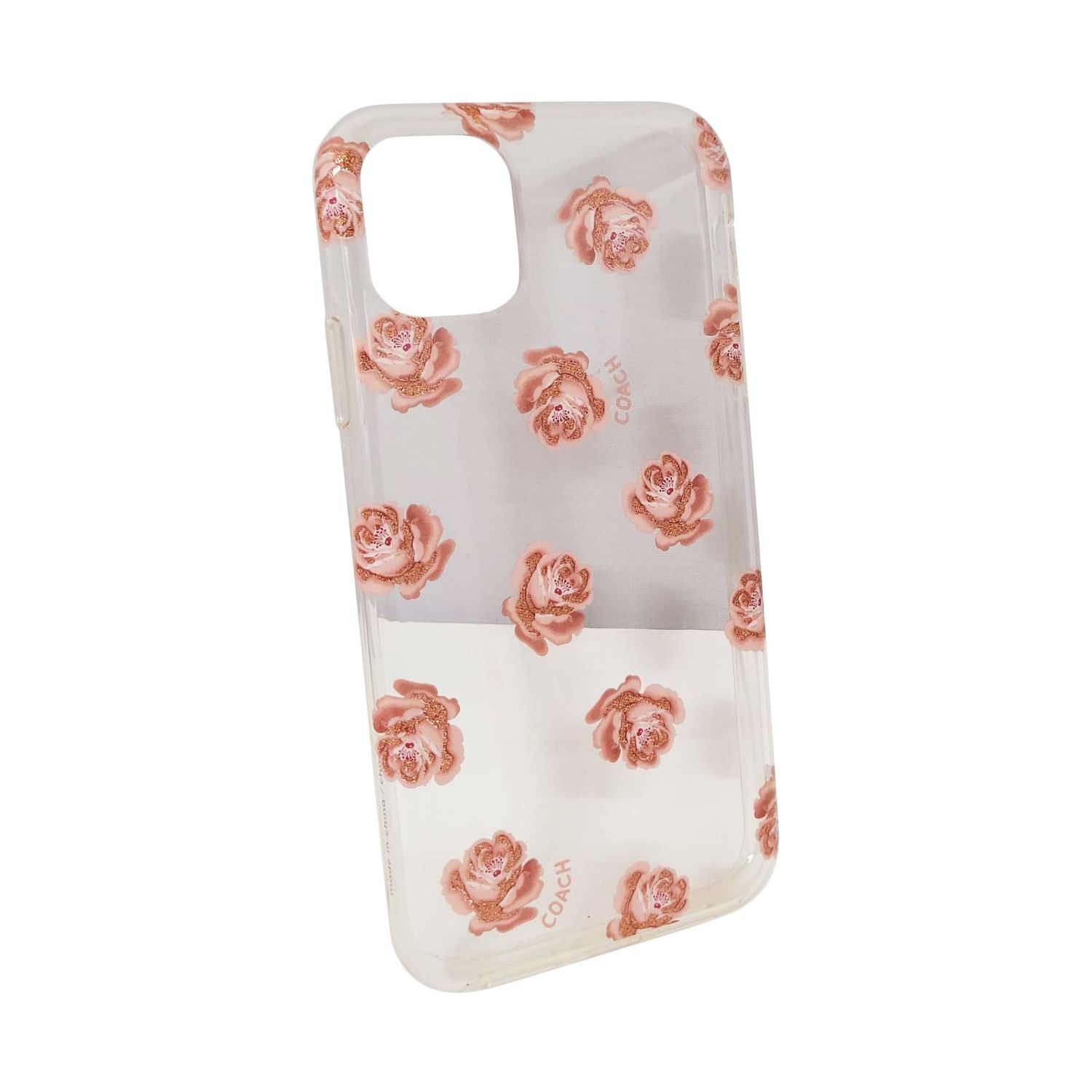 Coach iPhone 11 Pro Protective Case, Dreamy Peony Clear/Pink/Glitter