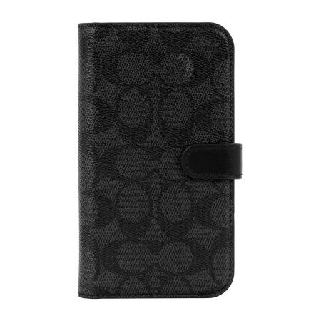 Coach iPhone 14 Pro Max Folio Case, Signature C Black