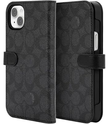 Coach iPhone 14 Plus Folio Case, Signature C Black