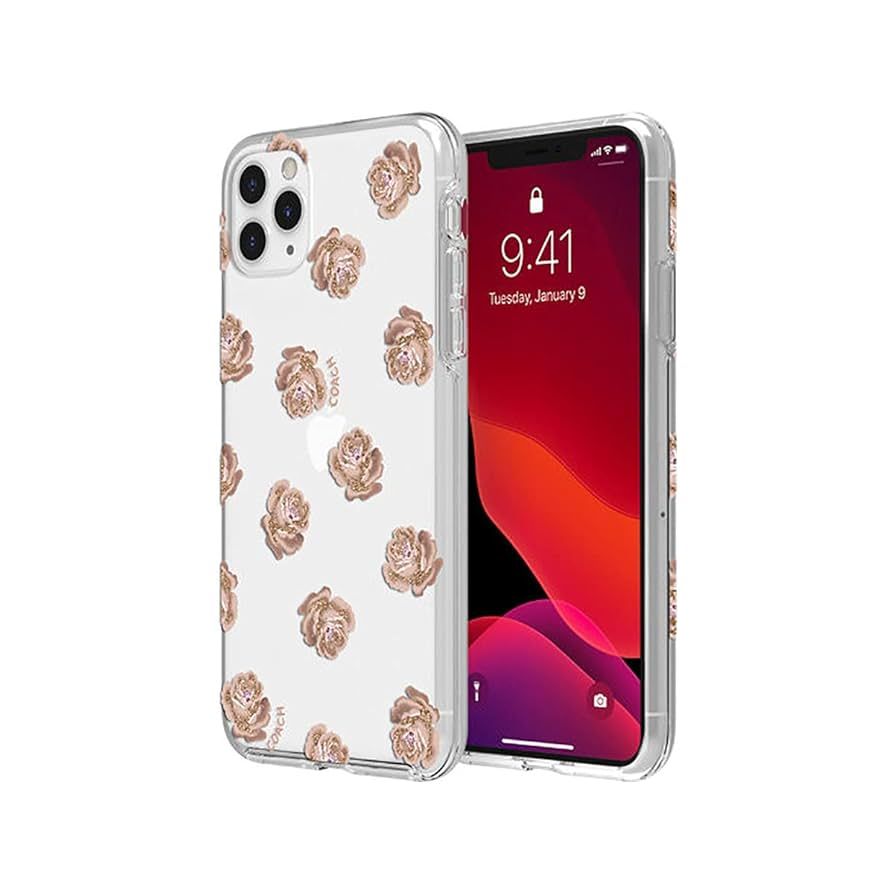 Coach iPhone 11 Pro Protective Case, Dreamy Peony Clear/Pink/Glitter