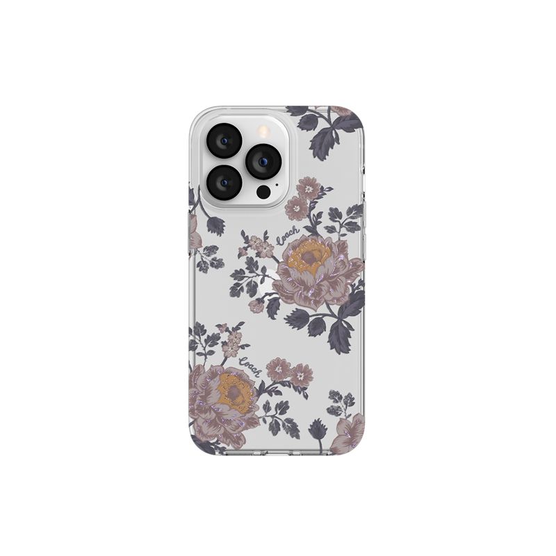 Coach Protective Case for iPhone 15 Pro Max - Moody Floral/Purple/Glitter/Clear