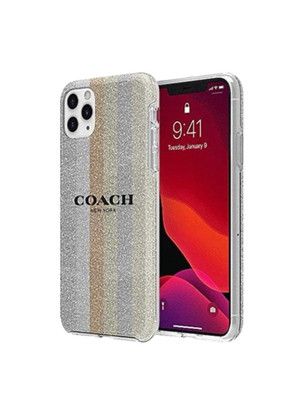 Coach iPhone 11 Pro Protective Case, Glitter Americana Neutral Silver Glitter/Gold Glitter