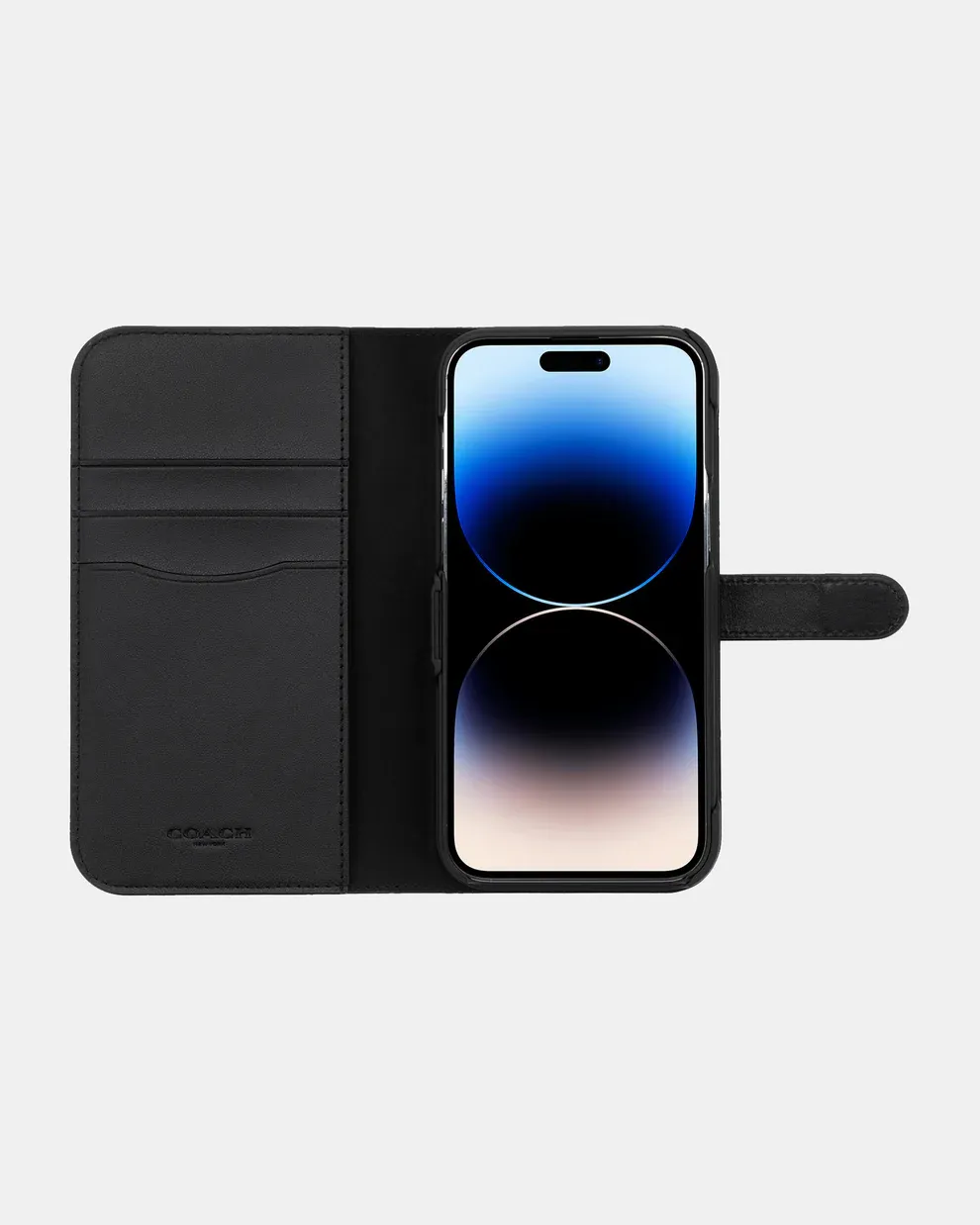 Coach iPhone 14 Plus Folio Case, Signature C Black
